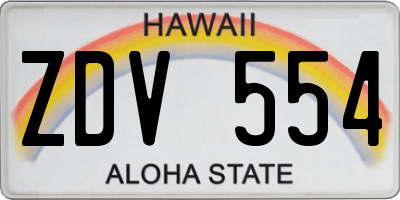 HI license plate ZDV554