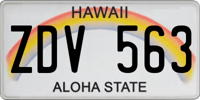 HI license plate ZDV563