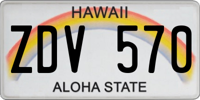 HI license plate ZDV570