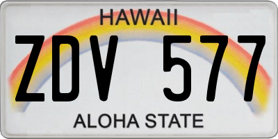 HI license plate ZDV577