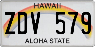 HI license plate ZDV579
