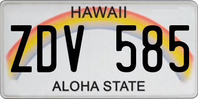 HI license plate ZDV585