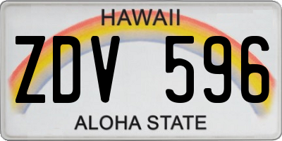 HI license plate ZDV596