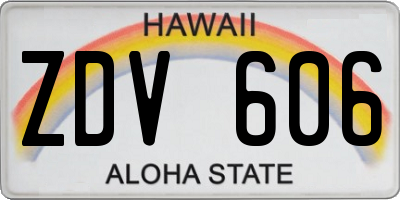 HI license plate ZDV606