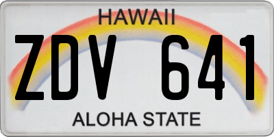 HI license plate ZDV641