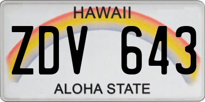 HI license plate ZDV643