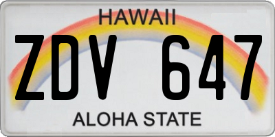 HI license plate ZDV647