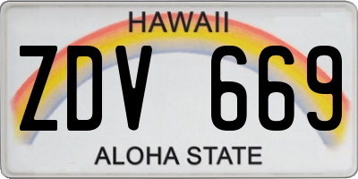 HI license plate ZDV669