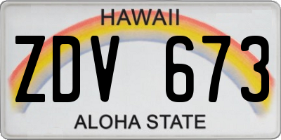 HI license plate ZDV673