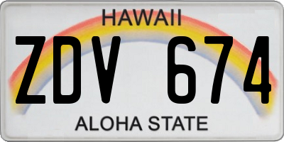 HI license plate ZDV674