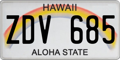 HI license plate ZDV685