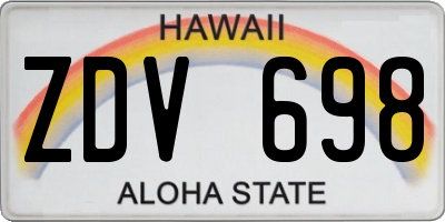 HI license plate ZDV698