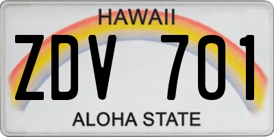 HI license plate ZDV701