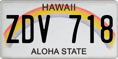 HI license plate ZDV718