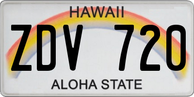 HI license plate ZDV720
