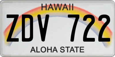 HI license plate ZDV722