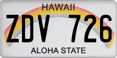 HI license plate ZDV726