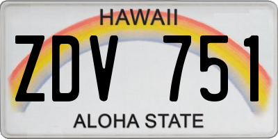 HI license plate ZDV751