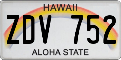 HI license plate ZDV752