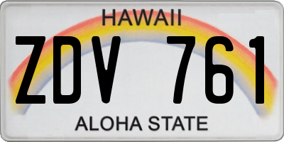 HI license plate ZDV761