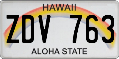 HI license plate ZDV763