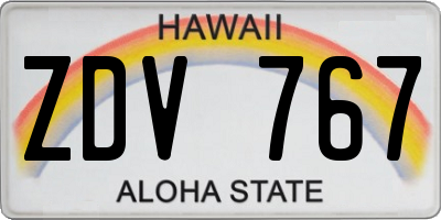 HI license plate ZDV767