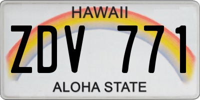 HI license plate ZDV771