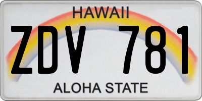 HI license plate ZDV781