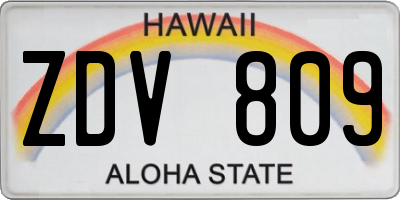 HI license plate ZDV809