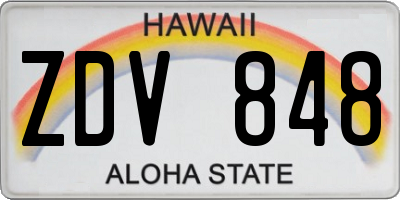 HI license plate ZDV848