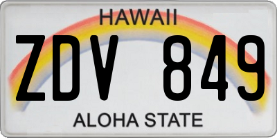 HI license plate ZDV849