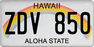 HI license plate ZDV850