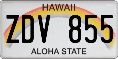 HI license plate ZDV855
