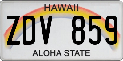 HI license plate ZDV859