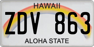 HI license plate ZDV863