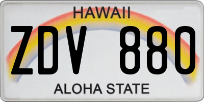 HI license plate ZDV880