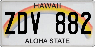 HI license plate ZDV882