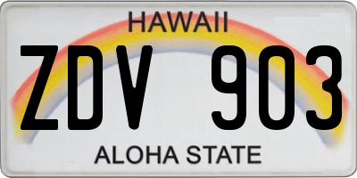HI license plate ZDV903