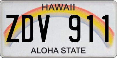 HI license plate ZDV911