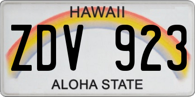 HI license plate ZDV923