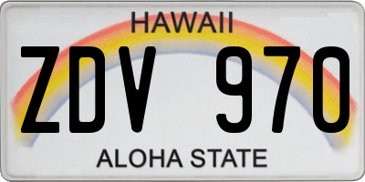 HI license plate ZDV970