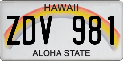 HI license plate ZDV981