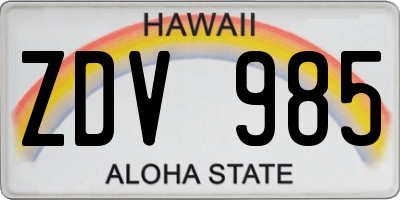 HI license plate ZDV985