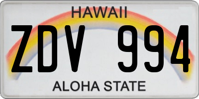 HI license plate ZDV994