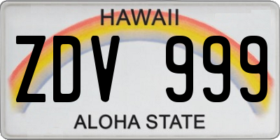 HI license plate ZDV999