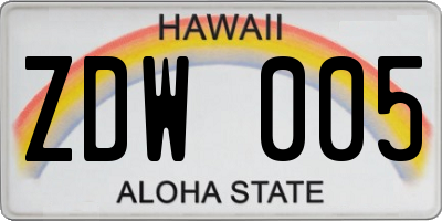 HI license plate ZDW005