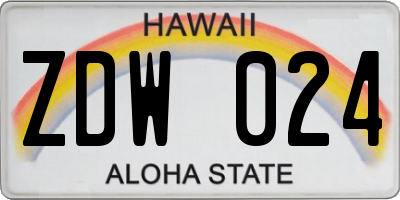 HI license plate ZDW024