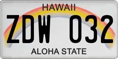 HI license plate ZDW032
