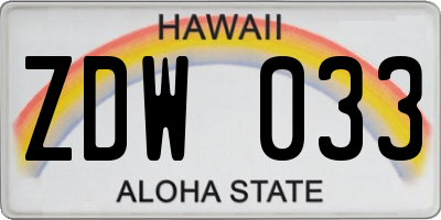 HI license plate ZDW033