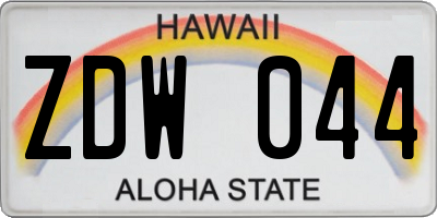 HI license plate ZDW044